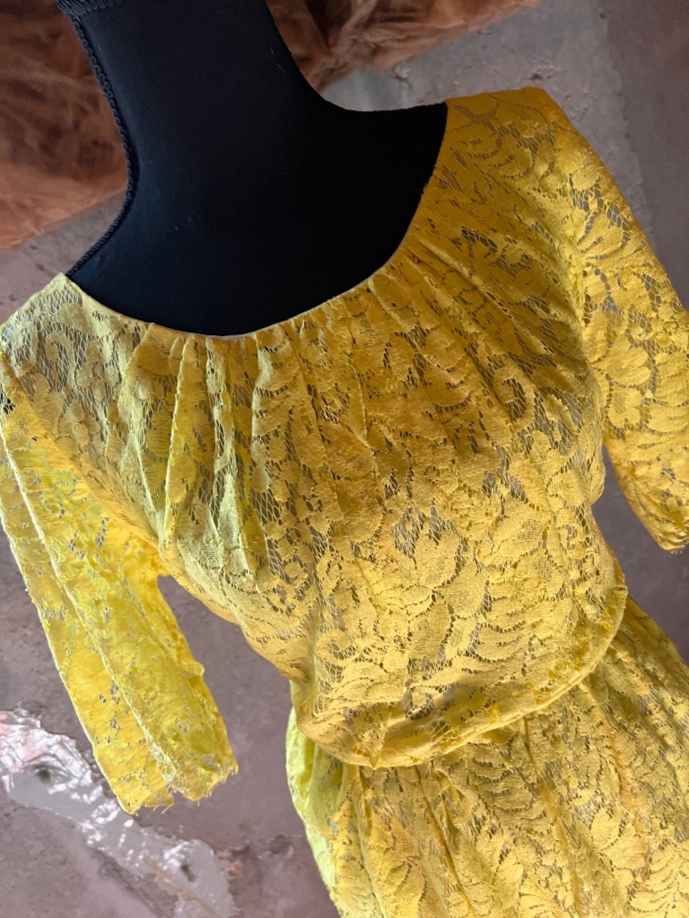 Patterson J. Kincaid Bright Yellow Floral Lace Mini Dress